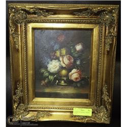 FLOWER OIL PAINTING   FRAMED 14"X16"