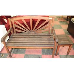 SUNRISE BACK WOOD BENCH 48" WIDE W/15" SQUARE SIDE