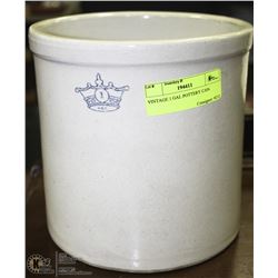 VINTAGE 1 GAL POTTERY CAN.