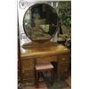 Image 1 : VINTAGE 4 DRAWER WATERFALL STYLE VANITY W/MIRROR