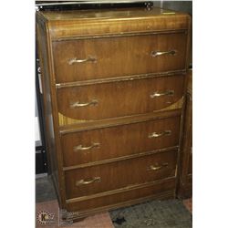 VINTAGE 4 DRAWER WATERFALL STYLE DRESSER, 30X18X46