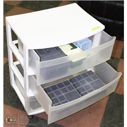 LARGE PLASTIC SET OF DRAWERS FULL OF CRAFT