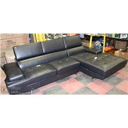 BLACK LEATHERETTE LIFT BACK 'L' SHAPE SECTIONAL
