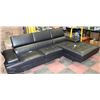 Image 1 : BLACK LEATHERETTE LIFT BACK 'L' SHAPE SECTIONAL