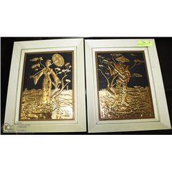 PAIR OF COPPERCRAFT ASIAN FRAMED  ART PIECES