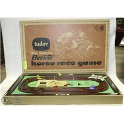 1950S VINTAGE TINPLATE TUDOR TRU-ACTION HORSE RACE