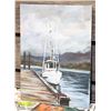 Image 1 : ORIGINAL OIL PAINTING OF SHIP AT DOCK SIGNED BY