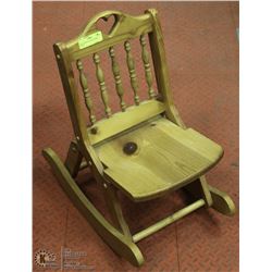 KIDS FOLDING WOOD ROCKING CHAIR.