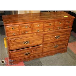BROWN WOOD 6-DRAWER DRESSER