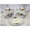 Image 1 : VINTAGE SOUP TUREENS WITH LADEL AND PLATTER.