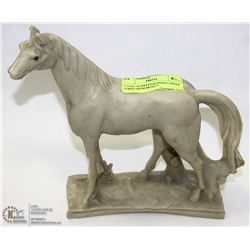 1' TALL ALABASTER HAND CARVED HORSE FROM MEXICO.