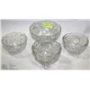 Image 1 : SET OF 4 PINWHEEL CRYSTAL SERVING BOWLS