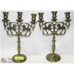 VINTAGE PAIR OF BRASS LIONS OF JUDAH SHABBAT