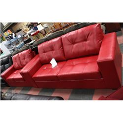 NEW RED LEATHERETTE 84" SOFA  AND 61" LOVESEAT