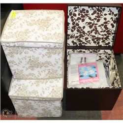 GROUP OF 4 STORAGE CONTAINERS ONE WITH CONTENTS