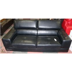 BLACK LEATHERETTE LIFT BACK SOFA