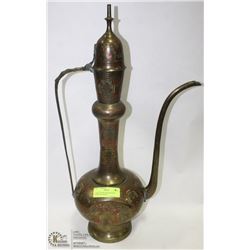 2FT TALL BRASS HOOKAH FROM INDIA , ETCHED & PAINTE