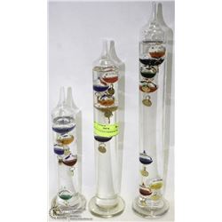 SET OF 3 GALILEO THERMOMETERS.
