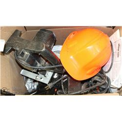BOX WITH POWER TOOLS AND HARDHAT