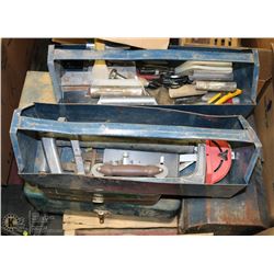 GROUP OF 9 ASSSORTED TOOL BOXES SOME WITH CONTENTS