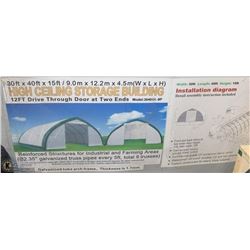 30' X40' X15' PEAK CEILING DOUBLE DOOR STORAGE