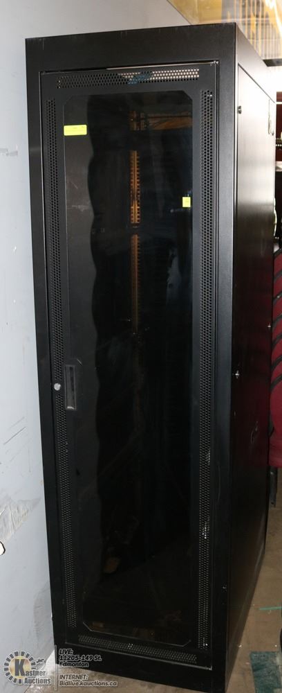 LARGE BLACK METAL SERVER RACK
