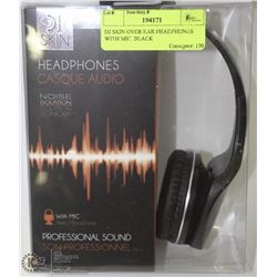DJ SKIN OVER EAR HEADPHONES WITH MIC  BLACK