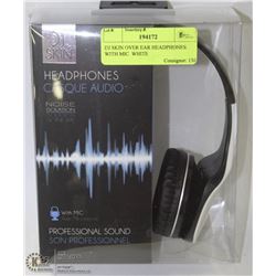 DJ SKIN OVER EAR HEADPHONES WITH MIC  WHITE