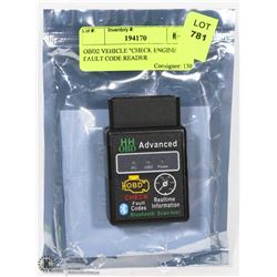OBD2 VEHICLE "CHECK ENGINE" FAULT CODE READER