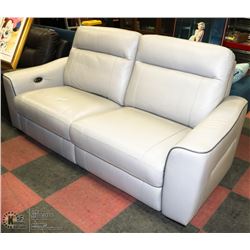 NEW OFF WHITE ELECTRIC RECLINING LEATHER SOFA 83"