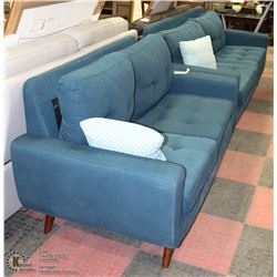 FLOOR MODEL BLUE FABRIC SOFA 85"  WITH LOVE SEAT
