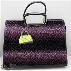 NEW PURPLE SNAKESKIN BRIEFCASE STYLE PURSE