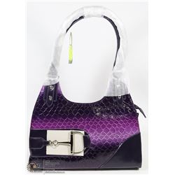 NEW PURPLE SNAKESKIN STYLE HANDBAG WITH FRONT
