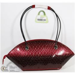NEW RED SNAKESKIN STYLE PURSE WITH MATCHING
