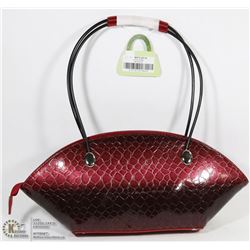 NEW RED SNAKESKIN STYLE PURSE WITH MATCHING