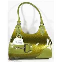 NEW GREEN SNAKESKIN STYLE HANDBAG WITH FRONT