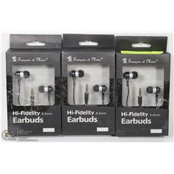 PACK OF 3 SETS OF HI-FIDELITY EARBUDS