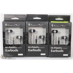 PACK OF 3 SETS OF HI-FIDELITY EARBUDS