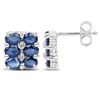 Image 2 : STERLING SILVER BLUE SAPPHIRE AND DIAMOND EARRINGS