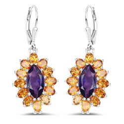 STERLING SILVER AMETHYST AND CITRINE EARRINGS