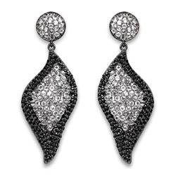 STERLING SILVER WHITE TOPAZ AND BLACK SPINEL EARRINGS