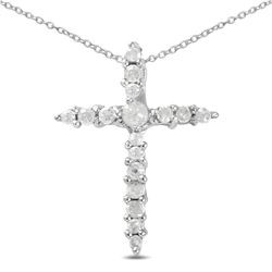 STERLING SILVER DIAMOND CROSS PENDANT