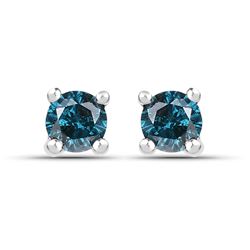 STERLING SILVER BLUE DIAMOND EARRINGS