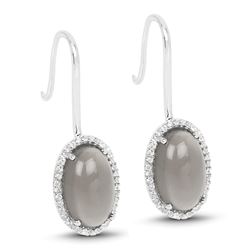 STERLING SILVER GREY MOONSTONE AND WHITE TOPAZ EARRINGS