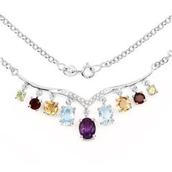 STERLING SILVER MULTI GEM NECKLACE