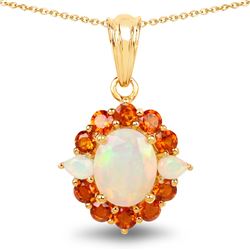 STERLING SILVER ETHIOPIAN OPAL AND CITRINE PENDANT