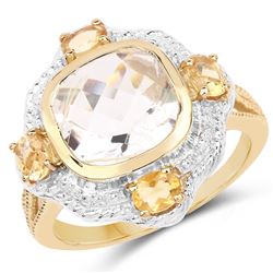 STERLING SILVER GOLDEN RUTILE AND CITRINE RING