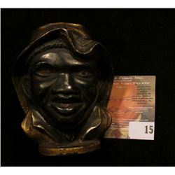 Afro-American Painted Brass Bank. 3" tall.