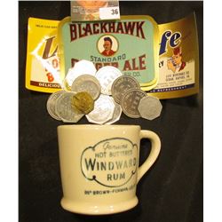2 1/2" x 2 1/2" Stoneware Advertising Mug "Genuine Hot Buttered Windward Rum 88 Brown-Forman, Lou Ky