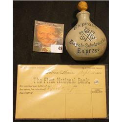 Small Stoneware Advertising Bottle with wood or Cork stopper. "Express Eingetr. Schulzmarke Express"